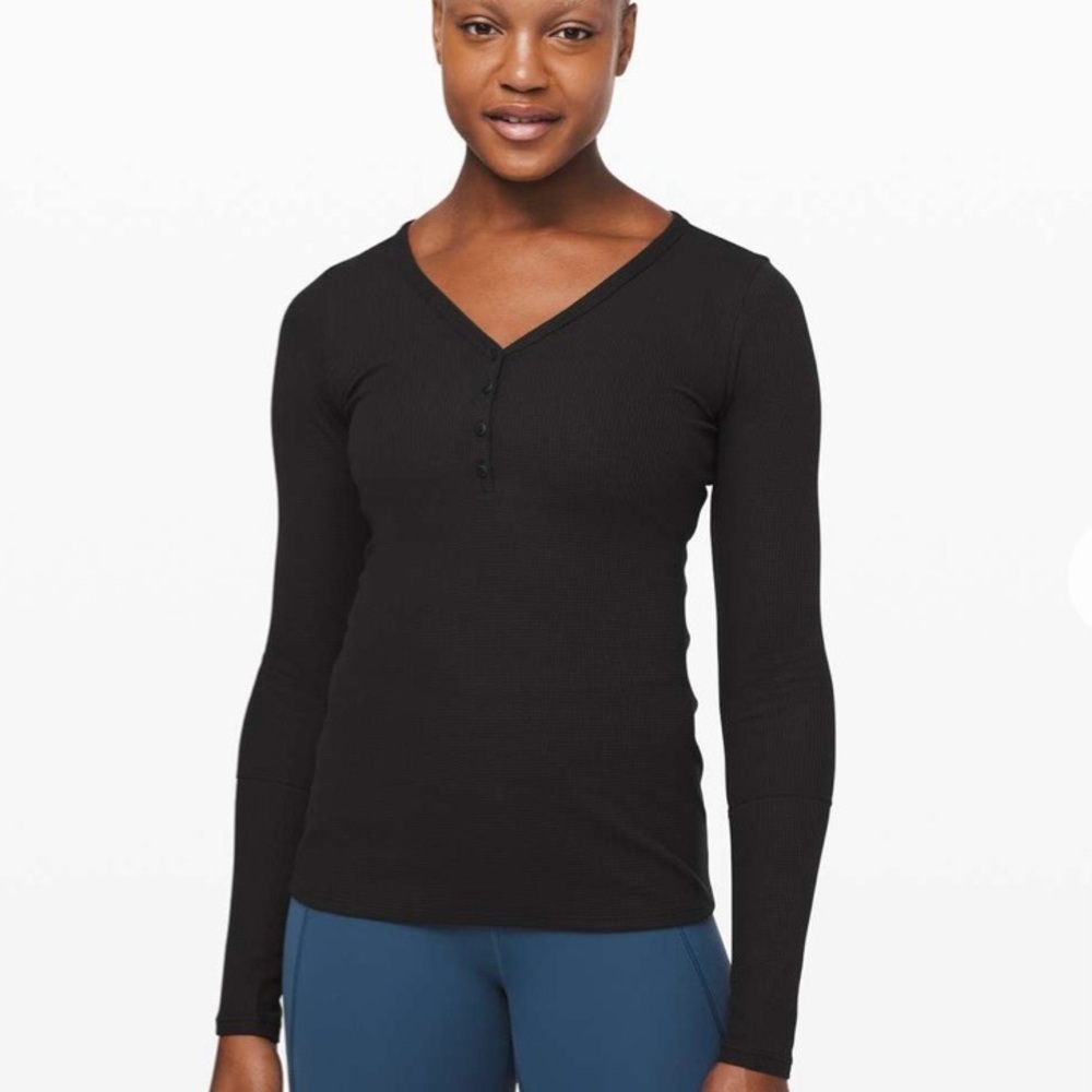Lululemon Close Call Henley Long Sleeve, black